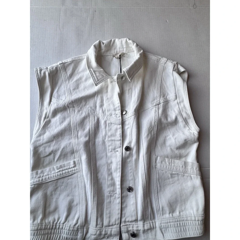 Elan White Wash Denim Jean Button Up Vest‎ NWT Size Medium